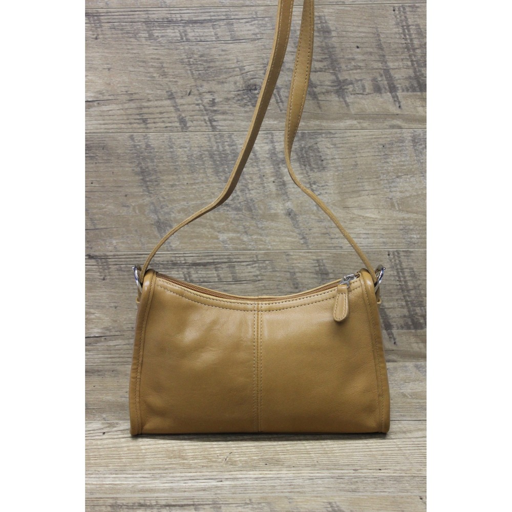 Coach Vintage Leather Shoulder Bag Women's Small Toffee Tan Zip Purse 4104